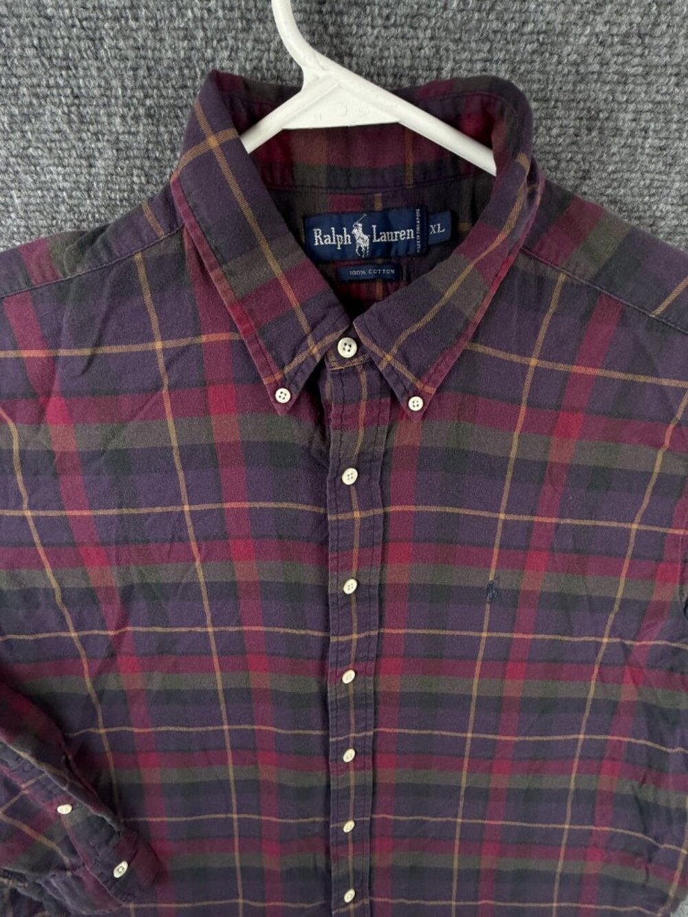 Ralph Lauren Flannel Plaid Colorful XL Cotton Long Sleeve Button Up Shirt Soft